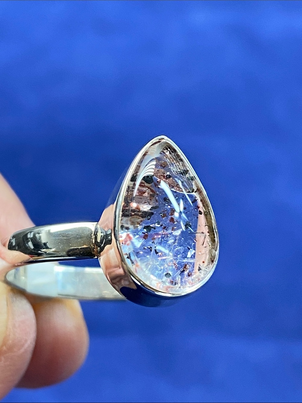 ORIRE LUCKY QUARTZ TEARDROP IN SOLID STERLING SILVER 925 SIZE 8